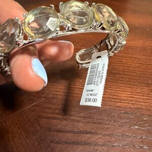 Crystal Cuff Bracelet - Clear Stones with greenish hue by White House Black Mark